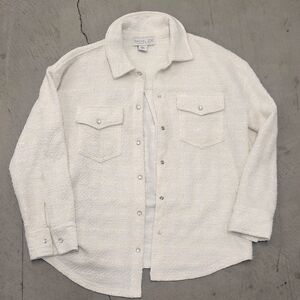 White Textured Button-Up Shirt